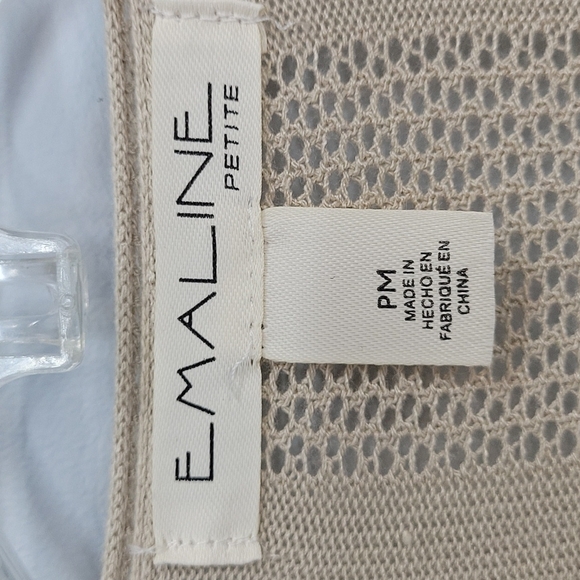 EMALINE Petite Medium Beige Open Front Spring Cardigan Sweater - Picture 3 of 7